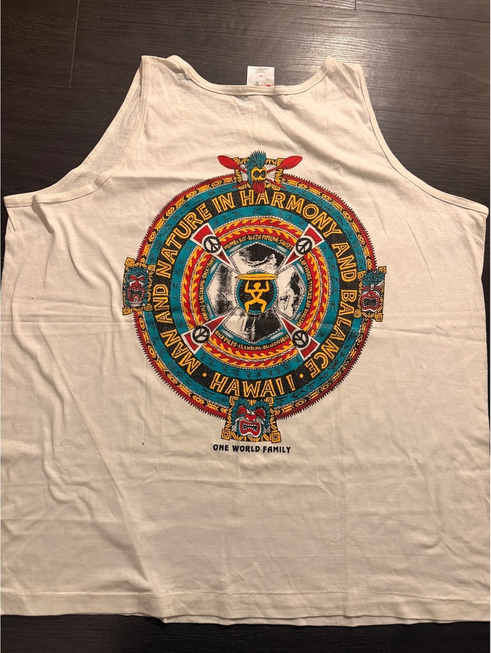 MINT Deadstock 90s Hawaii Surf Mandala Tank XL Waimea Pipeline